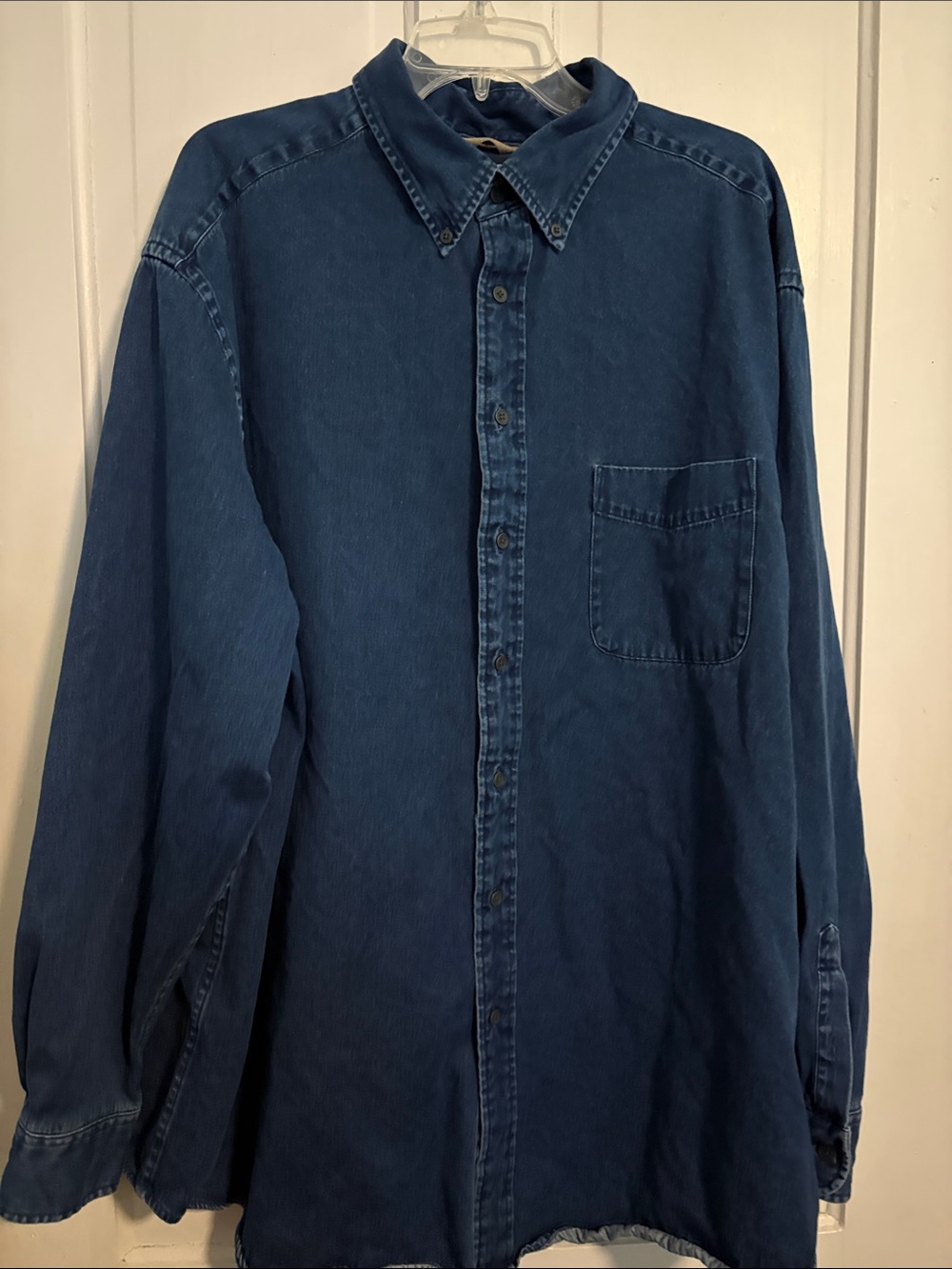 Roundtree & Yorke Dark Blue Denim Shirt with Red Accent